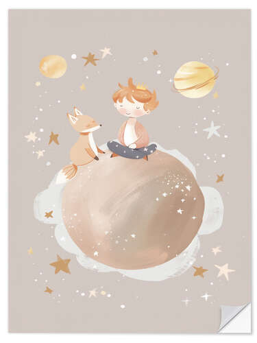 Vinilo para la pared Planet of Dreams - Child and Fox