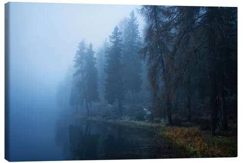 Lienzo Moody morning at a lake in the Dolomites
