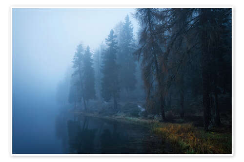 Poster Moody morning at a lake in the Dolomites