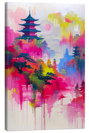 Leinwandbild Pagode in bunten Farben - Peter Roder