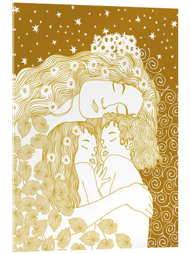 Acrylglas print Mother and Children in Gold