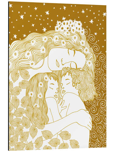 Aluminiumsbilde Mother and Children in Gold