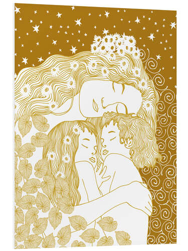 Hartschaumbild Mutter und Kinder in Gold