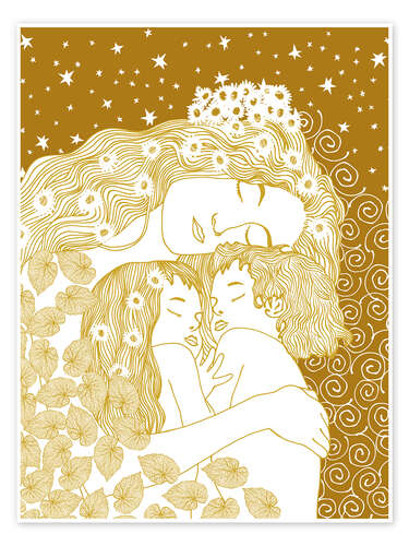 Poster Mother and Children in Gold