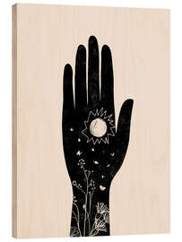Wood print Hamsa Sun - CatsAndDotz