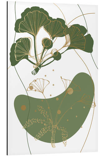 Aluminium print Abstract floral Whispers of Ginkgo