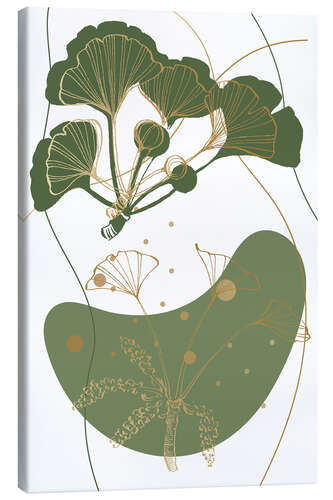 Lienzo Abstract floral Whispers of Ginkgo