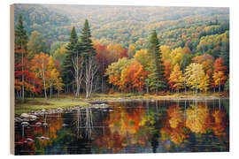Wood print Autumn Reflection - Mango Art