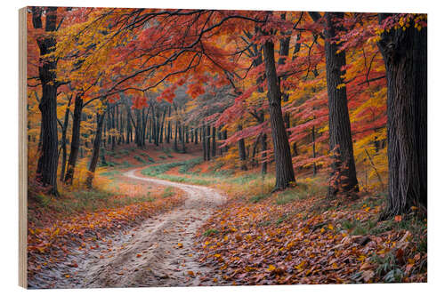 Tableau en bois Autumn in the forest