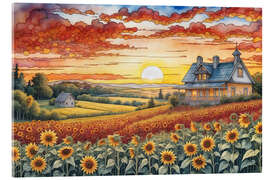 Akrylglastavla Country house at sunset - Mango Art
