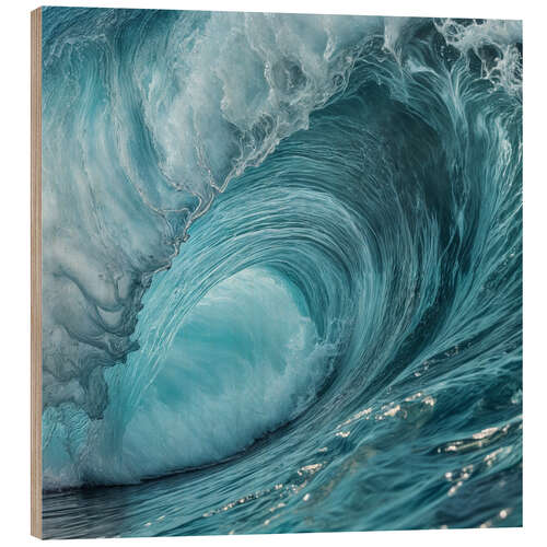 Tableau en bois Turquoise Wave