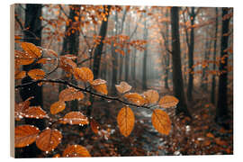 Holzbild Regen im Herbst