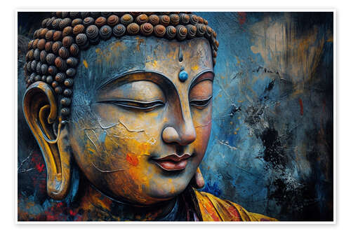 Poster Blauer Buddha