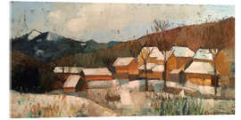 Tableau en verre acrylique Winter landscape in the village - Iuliia Kotenko