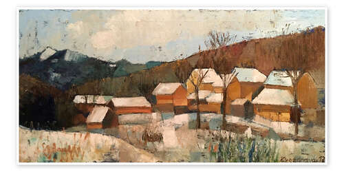 Juliste Winter landscape in the village