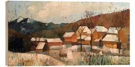 Tableau en bois Winter landscape in the village - Iuliia Kotenko