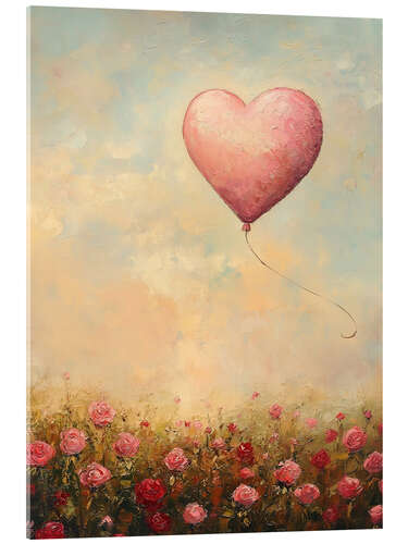 Obraz na szkle akrylowym Heart balloon and roses