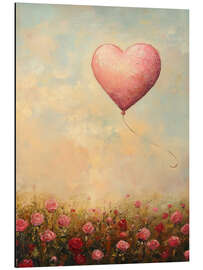Aluminium print Heart balloon and roses