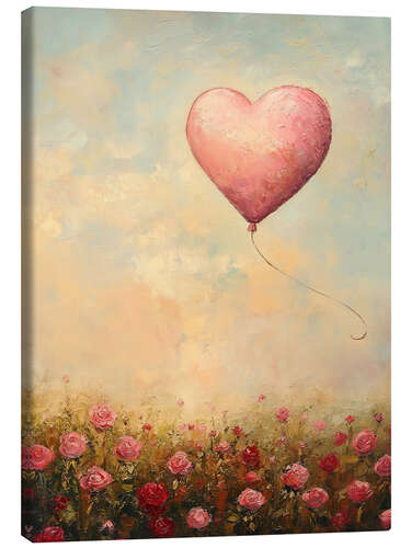 Tableau sur toile Heart balloon and roses