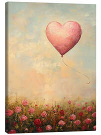 Leinwandbild Herz-Ballon und Rosen
