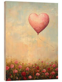 Cuadro de madera Heart balloon and roses - TAlex