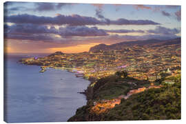 Canvas print Madeira - View of Funchal at Abend - Michael Valjak