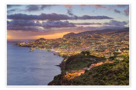 Wandbild Madeira - Blick auf Funchal am Abend - Michael Valjak