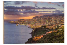 Obraz na drewnie Madeira - View of Funchal at Abend