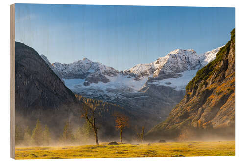 Obraz na drewnie Early morning fog in the Karwendel