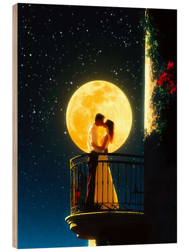 Stampa su legno Love Under The Moon