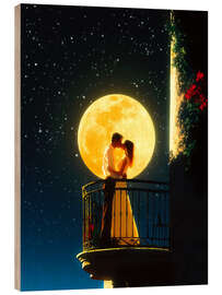 Stampa su legno Love Under The Moon - Taudalpoi