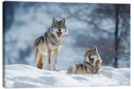 Canvas-taulu Wolves in the winter forest - Christian Müringer