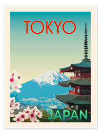 Wall print Tokyo Retro Travel Art - Victoria Barnes