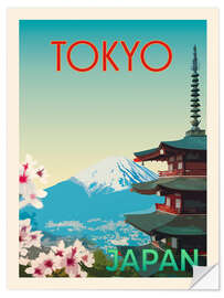 Selvklæbende plakat Tokyo Retro Travel Art