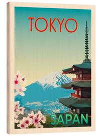 Trätavla Tokyo Retro Travel Art