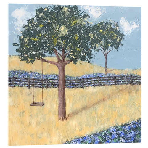 Quadro em acrílico Summer garden with swing