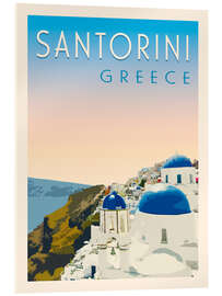 Akryylilasitaulu Santorini Retro Travel Art