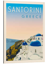 Tableau en aluminium Santorini Retro Travel Art