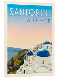 Foam board print Santorini Retro Travel Art