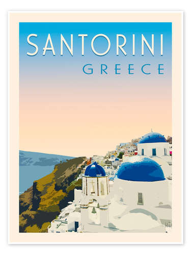 Plakat Santorini Retro Travel Art