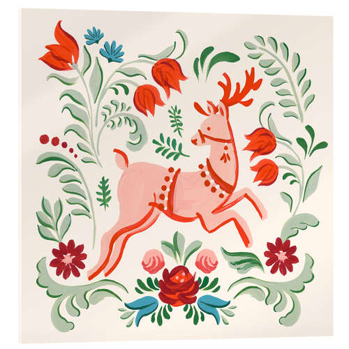 Tableau en verre acrylique Folklore Reindeer I