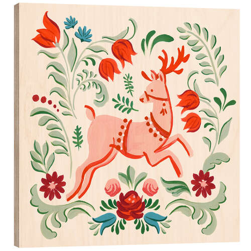 Stampa su legno Folklore Reindeer I