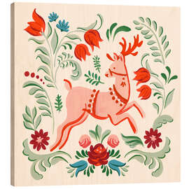 Stampa su legno Folklore Reindeer I - Victoria Barnes