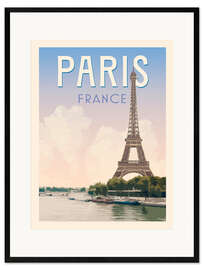 Impression artistique encadrée Paris Retro Travel Art