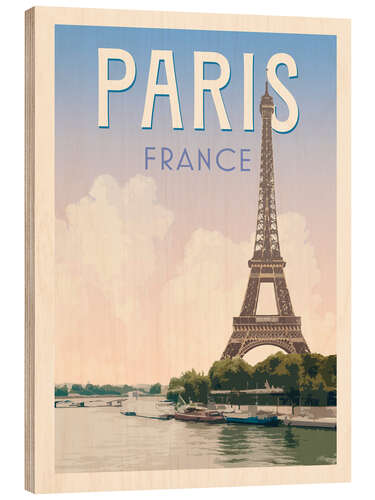 Holzbild Paris Retro Reisekunst