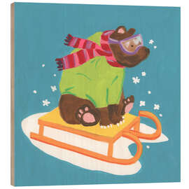 Wood print Winter FUN-imals III - June Erica Vess