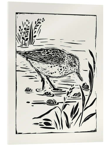 Acrylic print Linocut Style Seabird I