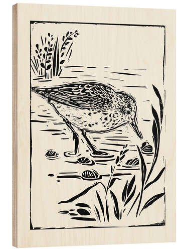 Wood print Linocut Style Seabird I