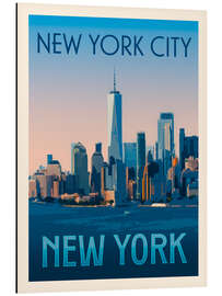 Aluminium print New York City Retro Travel Art