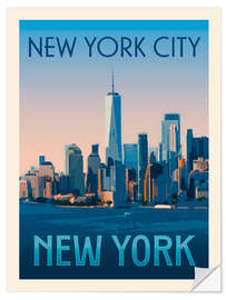 Muursticker New York City Retro Travel Art